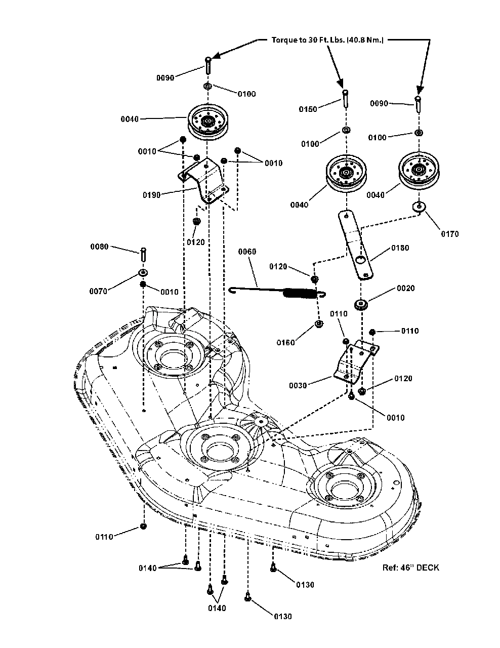 46-Inch Deck Idler Group (7501995) Diagram and Parts List for ZT27460 7800768-00 Simplicity Lawn Tractor