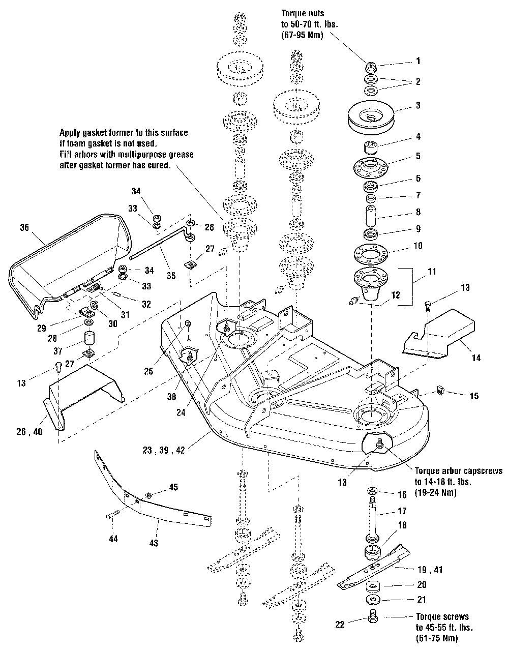 44-Inch And 50-Inch Mower Deck - Housing, Arbors, And Blades Group - B&s Professional Series Diagram and Parts List for 2650 5900705 Simplicity Lawn Tractor
