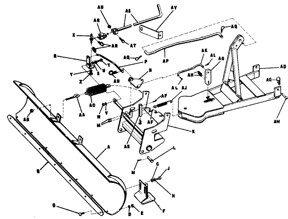 46-Inch Dozer Blade Diagram and Parts List for 3112H 990499 Simplicity Lawn Tractor