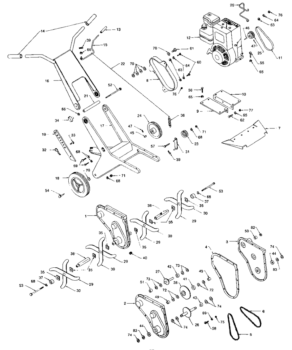 2 H.P. Roticul Diagram and Parts List for 1002 1690322 Simplicity Tiller