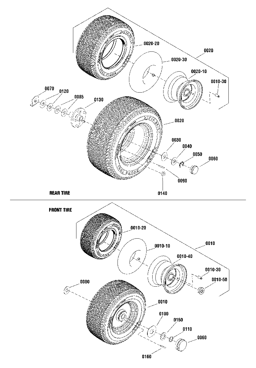 Wheels And Tires Group Diagram and Parts List for 2691419-01  Simplicity Lawn Tractor