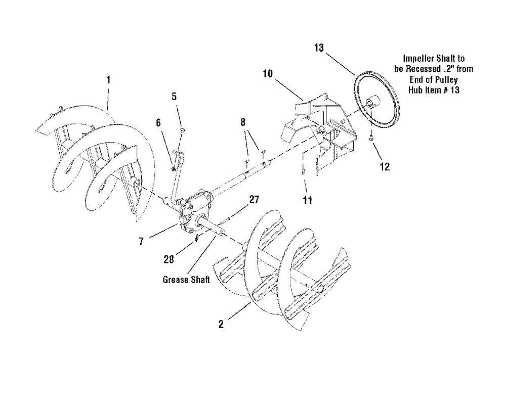 Auger Drive Group Diagram and Parts List for P1738E 1695309 Simplicity Snow Blower