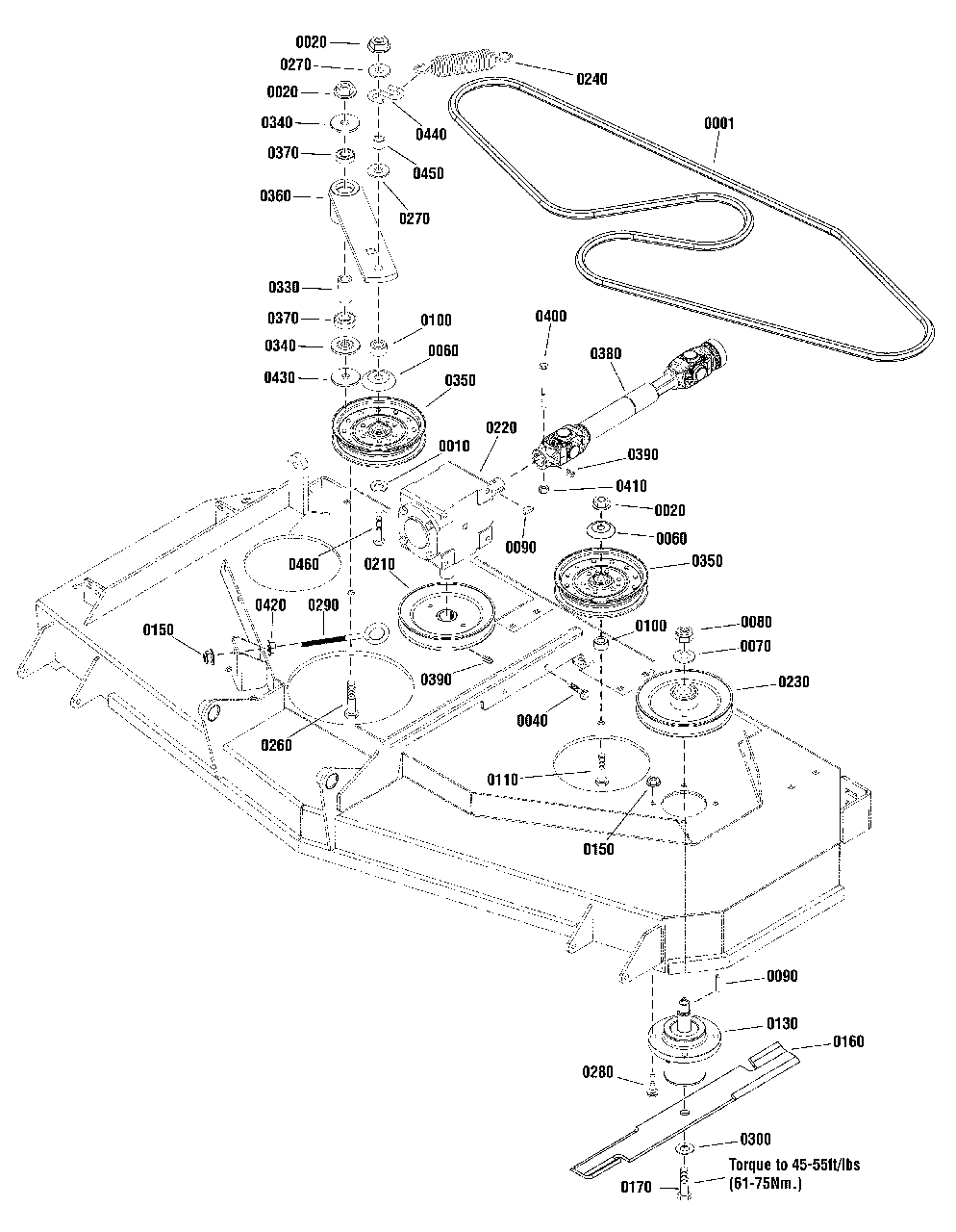 61-Inch Mower Deck - Arbor And Drive Group (5303289) Diagram and Parts List for 1696105-01  Simplicity Lawn Tractor Accessories