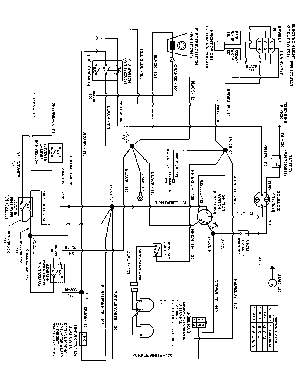 Wiring Schematic (4805wsche) Diagram and Parts List for ZT27460 7800768-00 Simplicity Lawn Tractor
