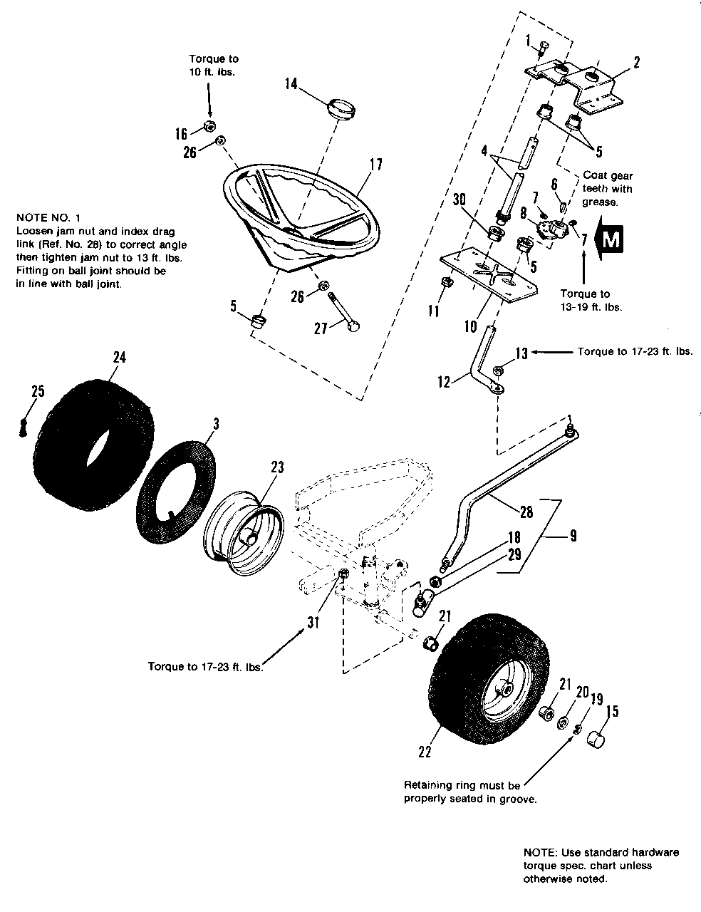 Steering And Front Wheel Group Diagram and Parts List for 4212H 1691931 Simplicity Lawn Tractor