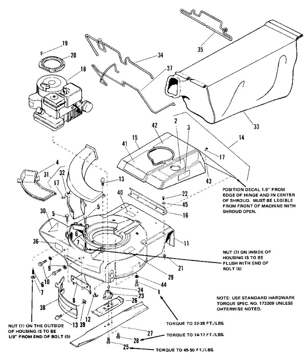 Engine, Housing And Shroud Group Diagram and Parts List for 1021 1690277 Simplicity Lawn Mower