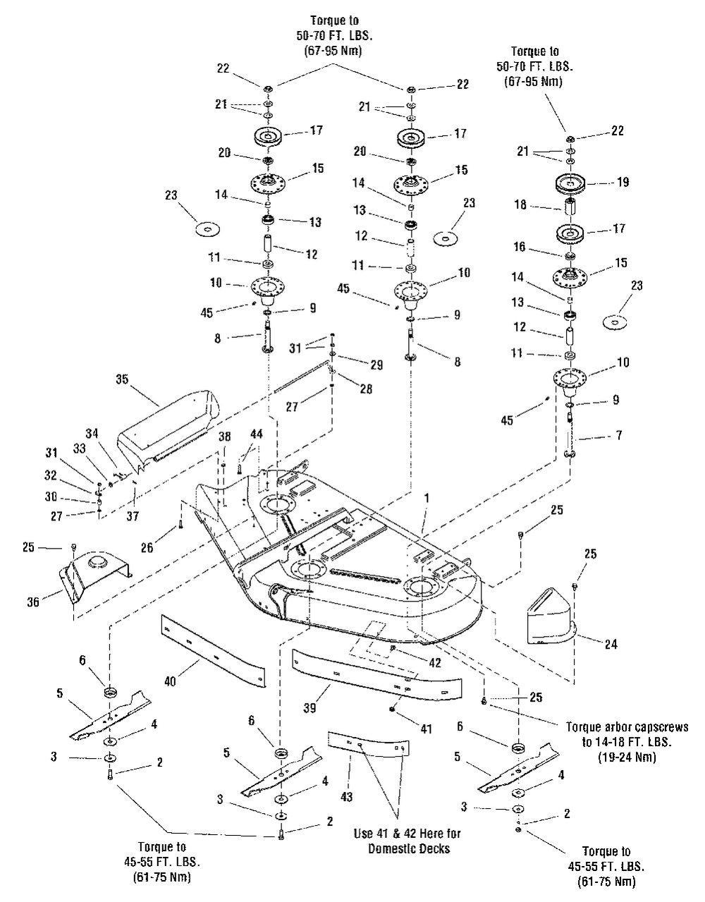 44-Inch Mower Deck - Housing, Arbors And Blades Group Diagram and Parts List for 2690947-00  Simplicity Lawn Tractor