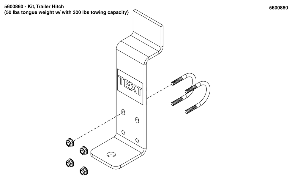 Trailer Hitch Kit - 5600860 Diagram and Parts List for 5600860  Simplicity Lawn Tractor Accessories