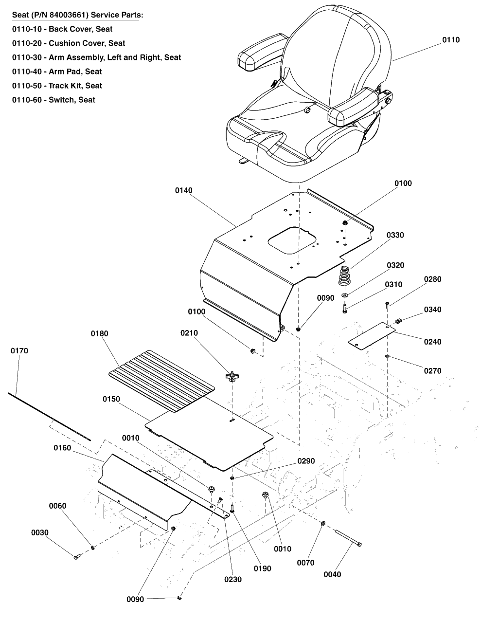 Seat Mount And Floor Group S/N: 400875837 And Above Diagram and Parts List for 5901779  Simplicity Lawn Tractor