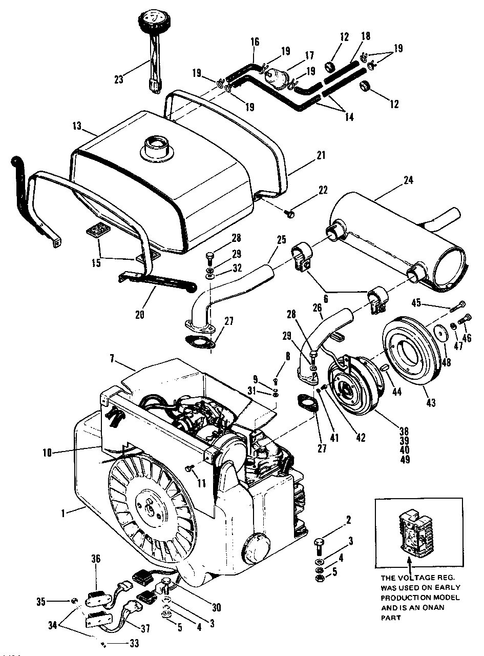 Engine And Fuel System Diagram and Parts List for 4041 990954 Simplicity Lawn Tractor