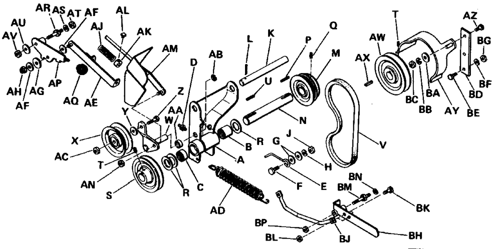 Power Take-Off Diagram and Parts List for 3212H 990573 Simplicity Lawn Tractor