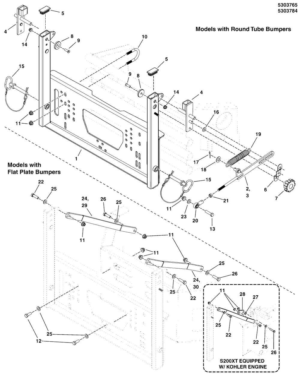 Hopper Mount Group (Ztr) - 12 Cu. Ft. Hopper Diagram and Parts List for 5600754  Simplicity Lawn Tractor Accessories