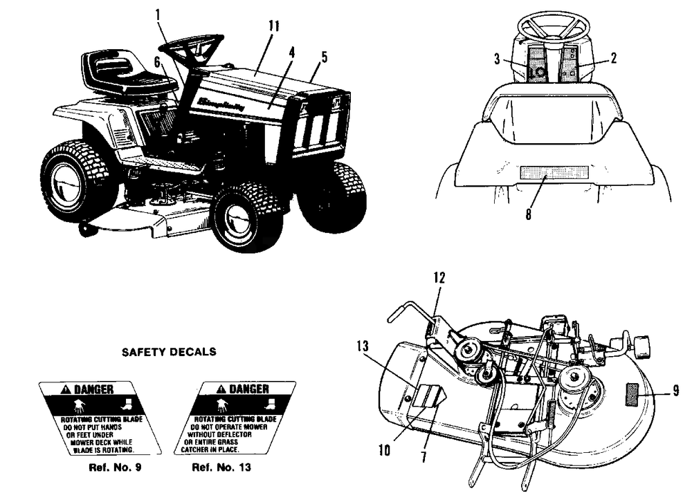 Decal Group Diagram and Parts List for 4212H 1691931 Simplicity Lawn Tractor