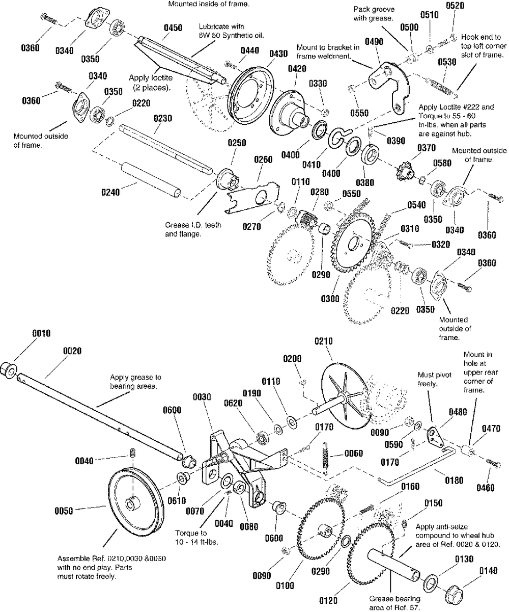 Traction Drive Group Diagram and Parts List for 9560E 1694867 Simplicity Snow Blower