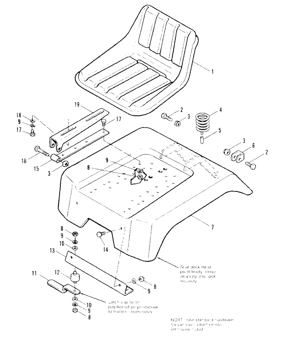 Seat And Deck Group Diagram and Parts List for 7116 1690660 Simplicity Lawn Tractor