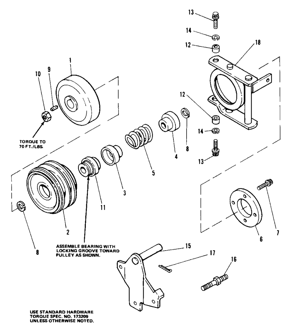 P.T.O. Cone Clutch Group Diagram and Parts List for 7014S 1690338 Simplicity Lawn Tractor