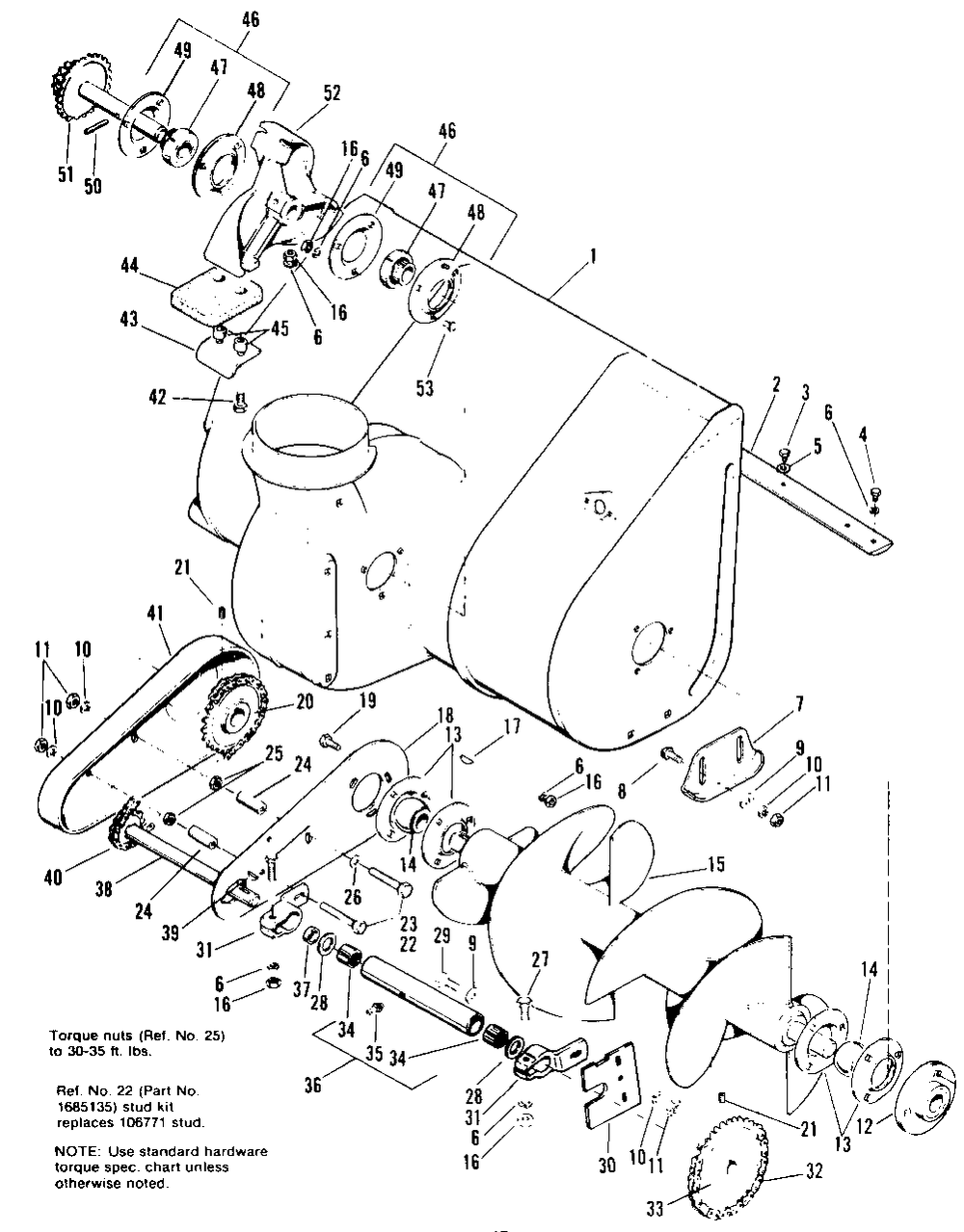 Body And Rotor Group Diagram and Parts List for 1005 1690209 Simplicity Snow Blower