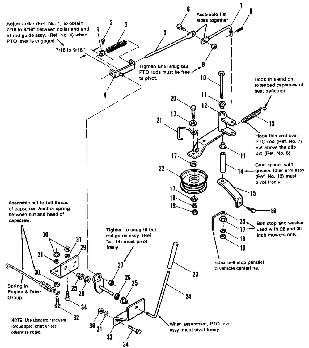P.T.O. Group - Earlier Models Diagram and Parts List for 3110 1690566 Simplicity Lawn Tractor