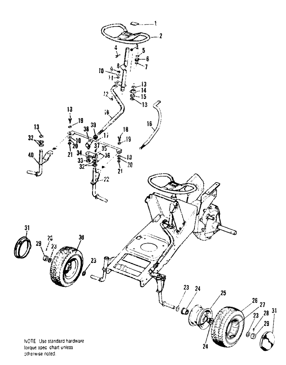 Steering And Front Wheel Group Diagram and Parts List for 535 990647 Simplicity Lawn Tractor