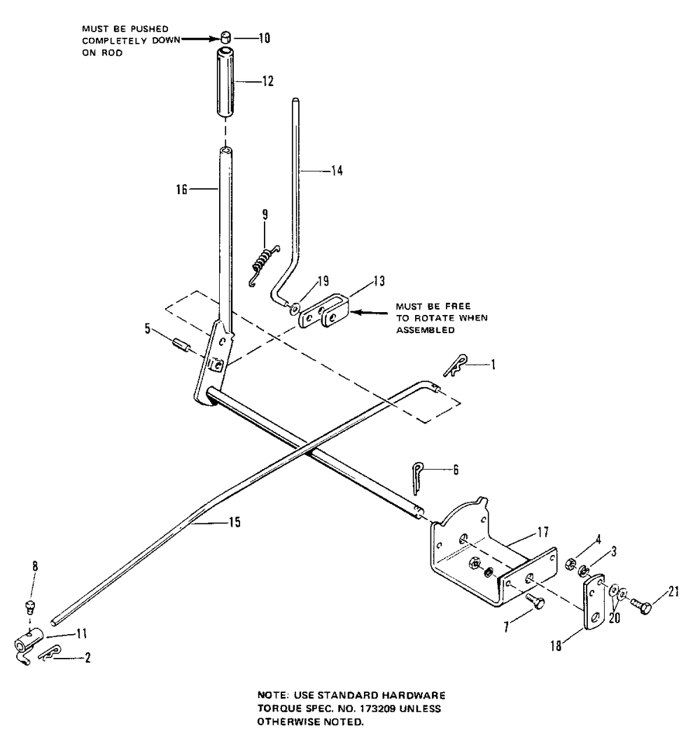 Lift Lever Diagram and Parts List for 1690170  Simplicity Lawn Tractor Accessories
