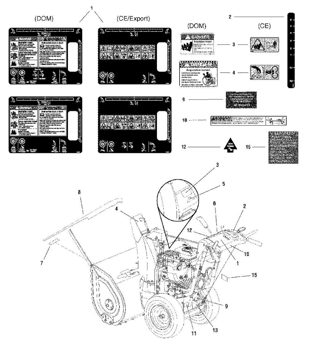 Decal Group Diagram and Parts List for L1226E 1695326 Simplicity Snow Blower