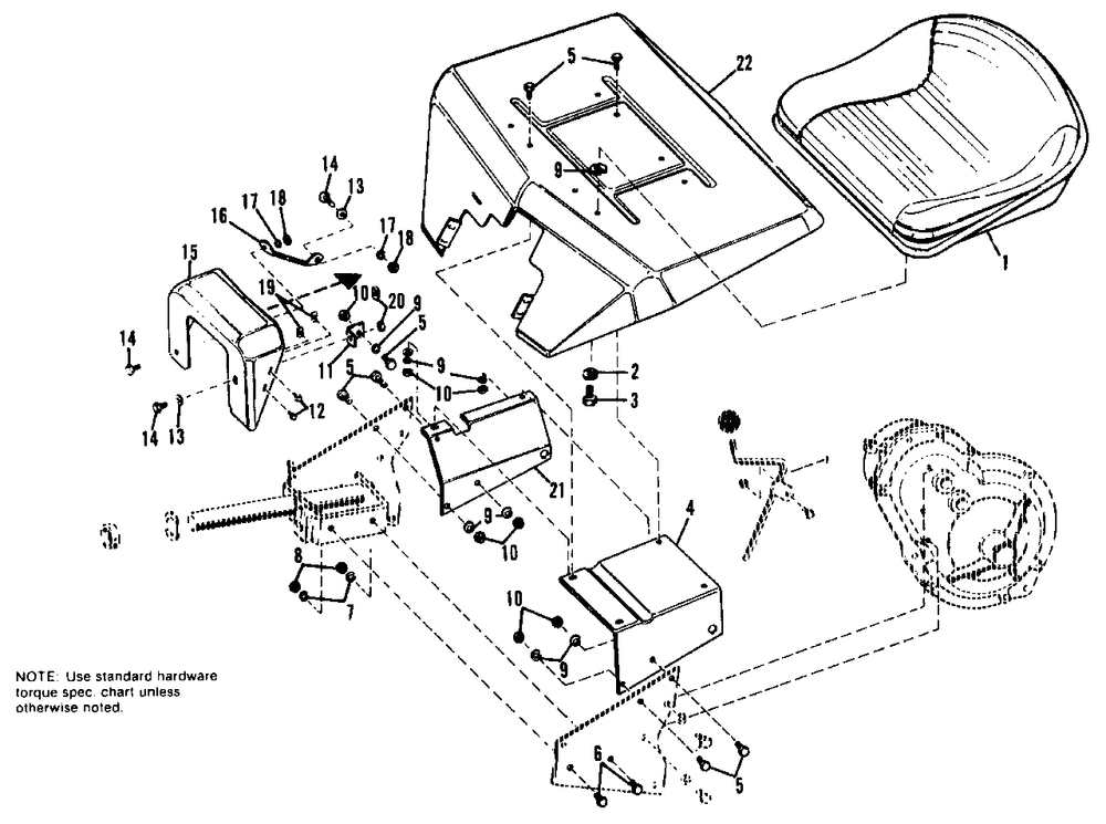 Seat Group Diagram and Parts List for 707 990373 Simplicity Lawn Tractor