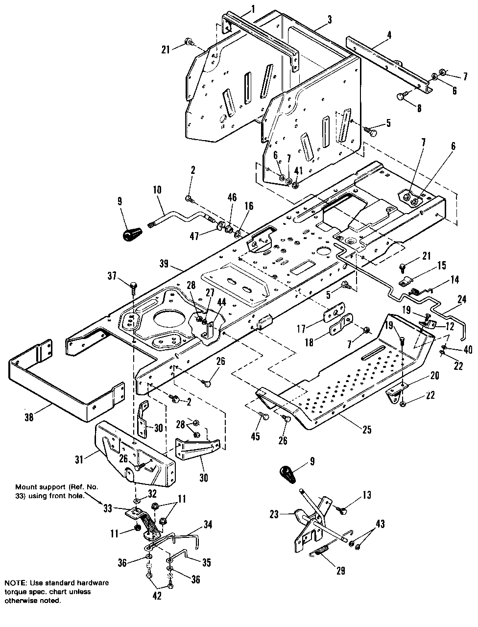 Frame Group Diagram and Parts List for 4212H 1691931 Simplicity Lawn Tractor
