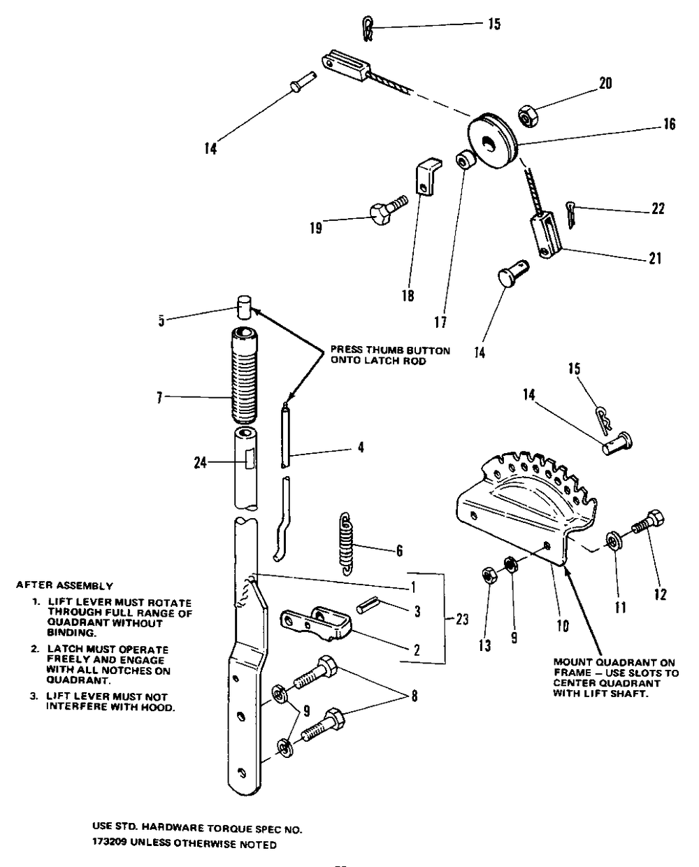 Lift Lever And Cable Group (7010 And 7016) Diagram and Parts List for 7010 1690333 Simplicity Lawn Tractor