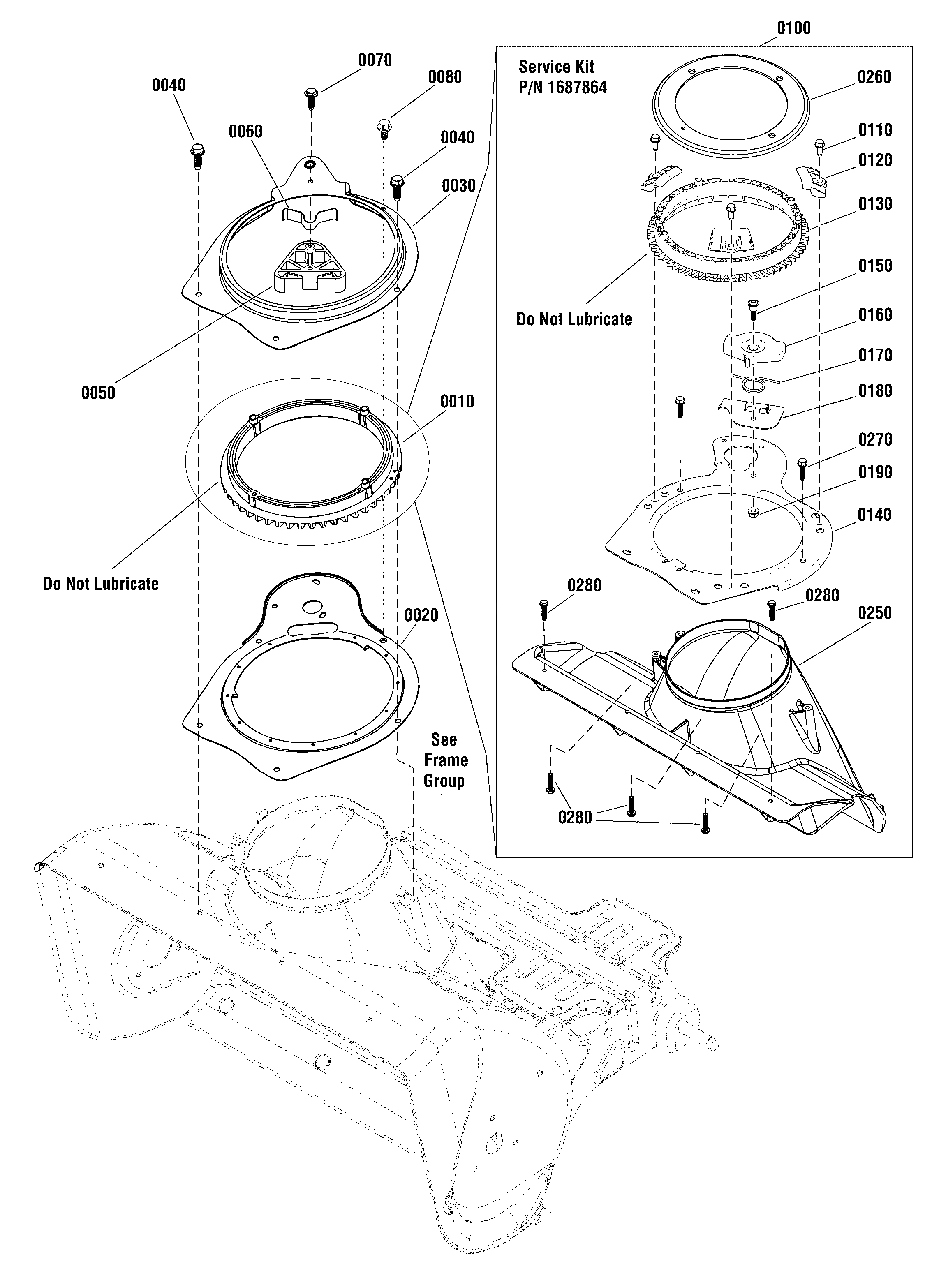 Chute Rotation Group - Manual Diagram and Parts List for SS7522E 1696231-00 Simplicity Snow Blower