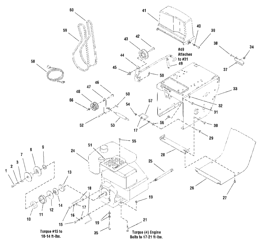 Engine And Frame Group Diagram and Parts List for P1738E 1695309 Simplicity Snow Blower