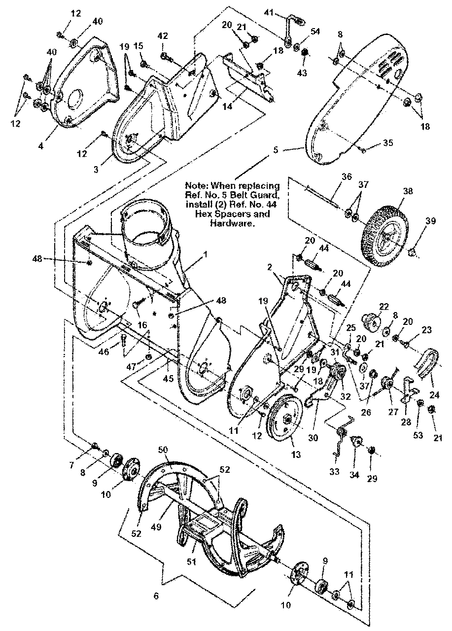 Auger And Drive Group (02603) Diagram and Parts List for 319E 1694383 Simplicity Snow Blower
