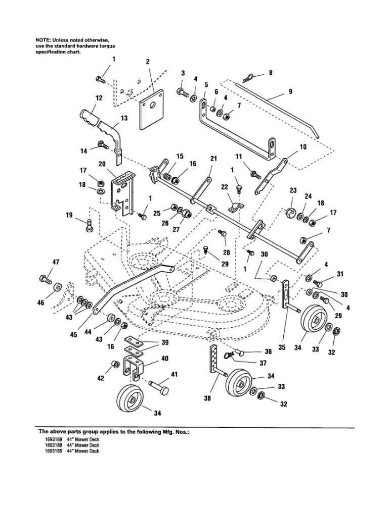 Height Adjustment/Gauge Wheels Diagram and Parts List for 1693169  Simplicity Lawn Tractor Accessories