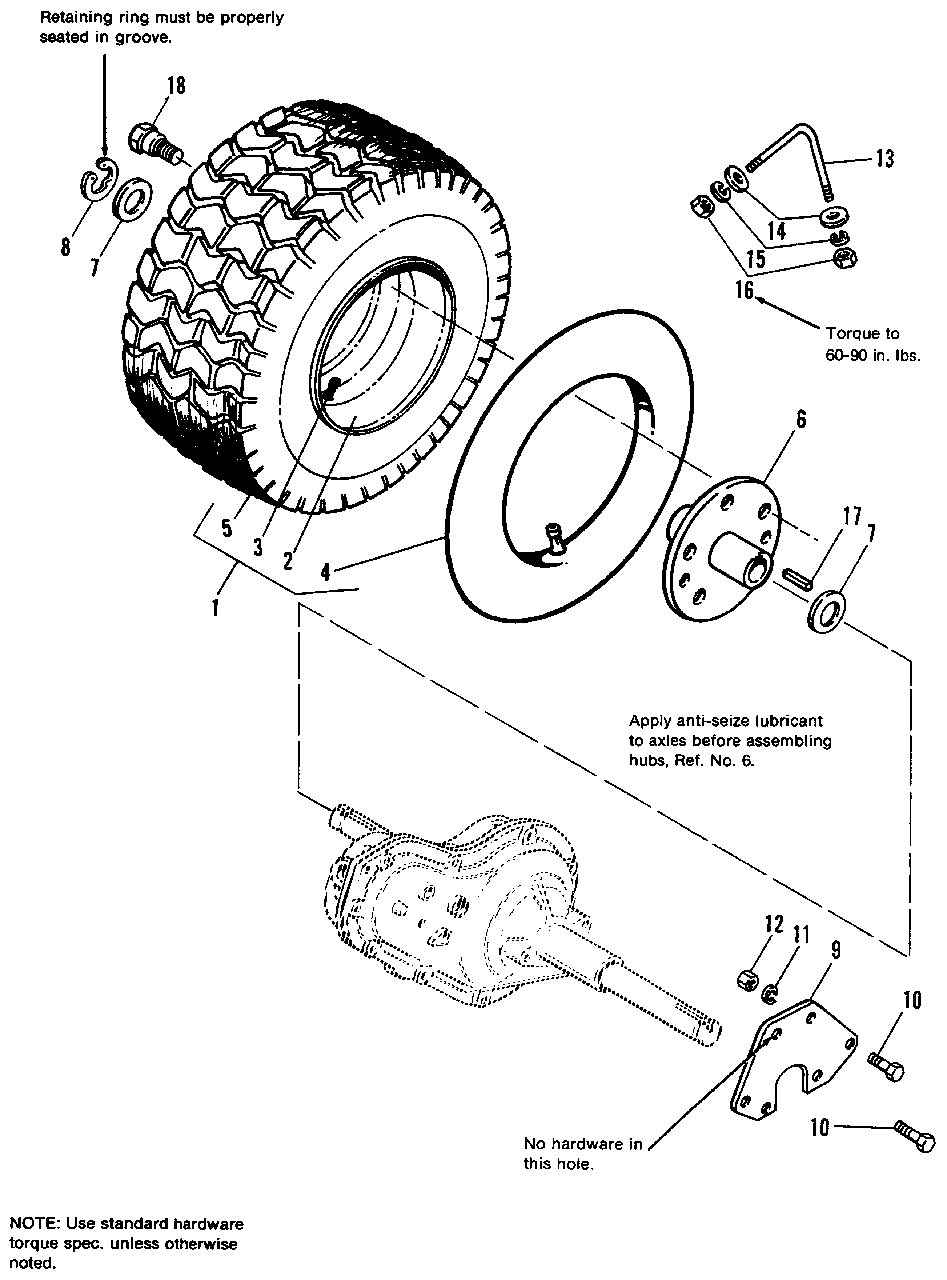 Wheel And Tire Group - Early Models Diagram and Parts List for 6211 1690682 Simplicity Lawn Tractor