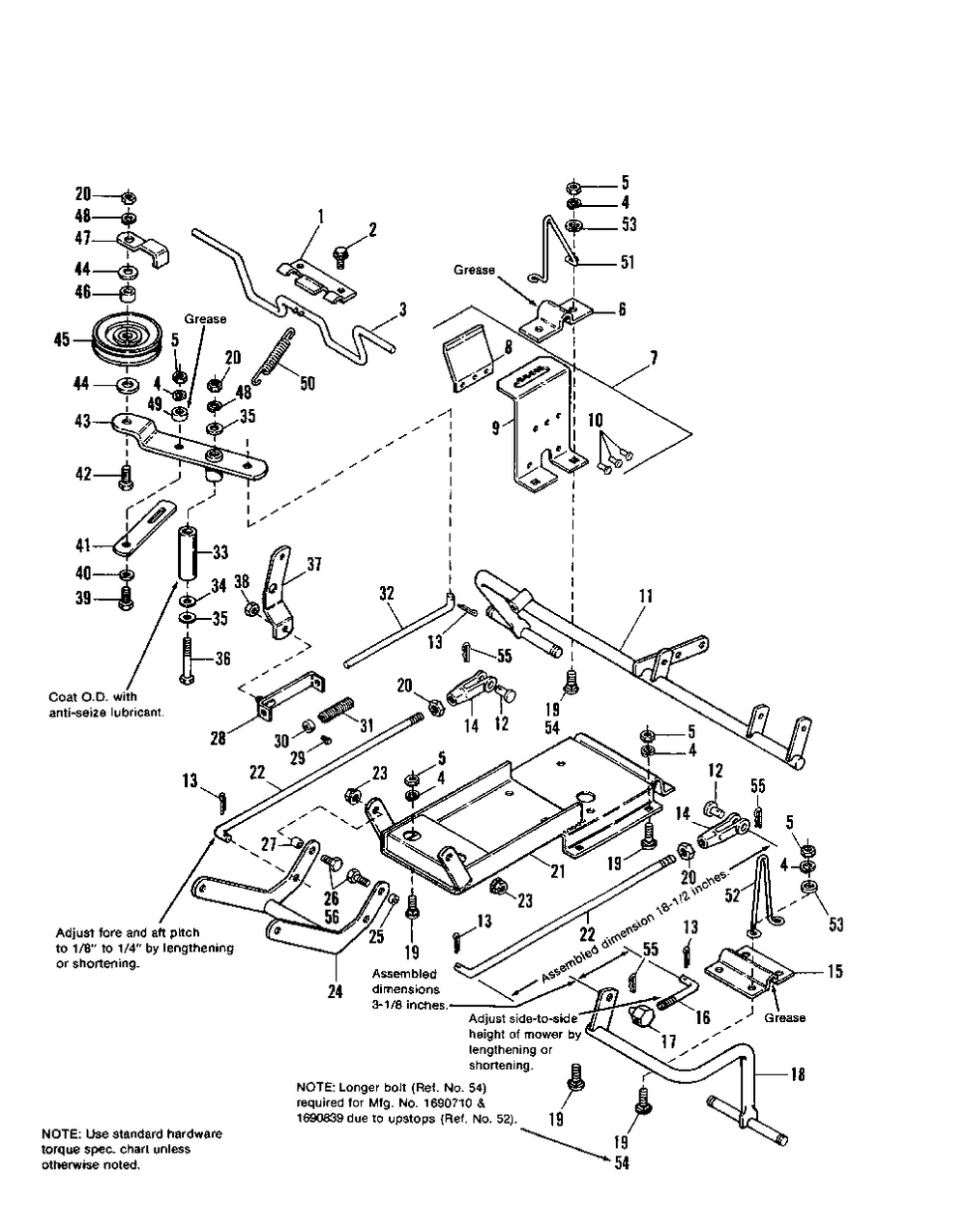 36-Inch Clutch And Roller Support Group Diagram and Parts List for 5116 1690630 Simplicity Lawn Tractor