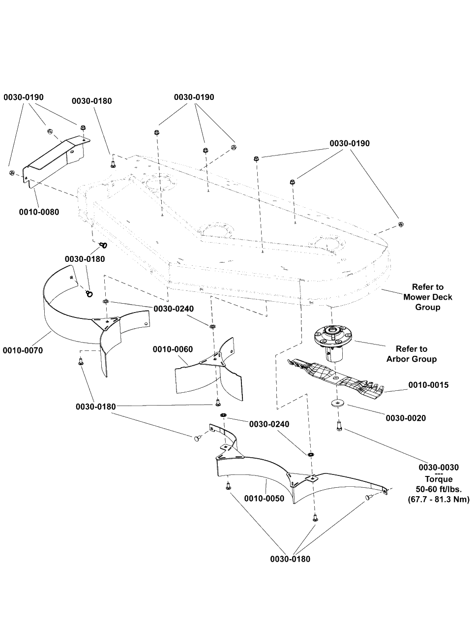 48-Inch (122cm) Mower Deck - Rear Eject Configuration Kit Diagram and Parts List for SZT275 2691922-00 Simplicity Lawn Tractor