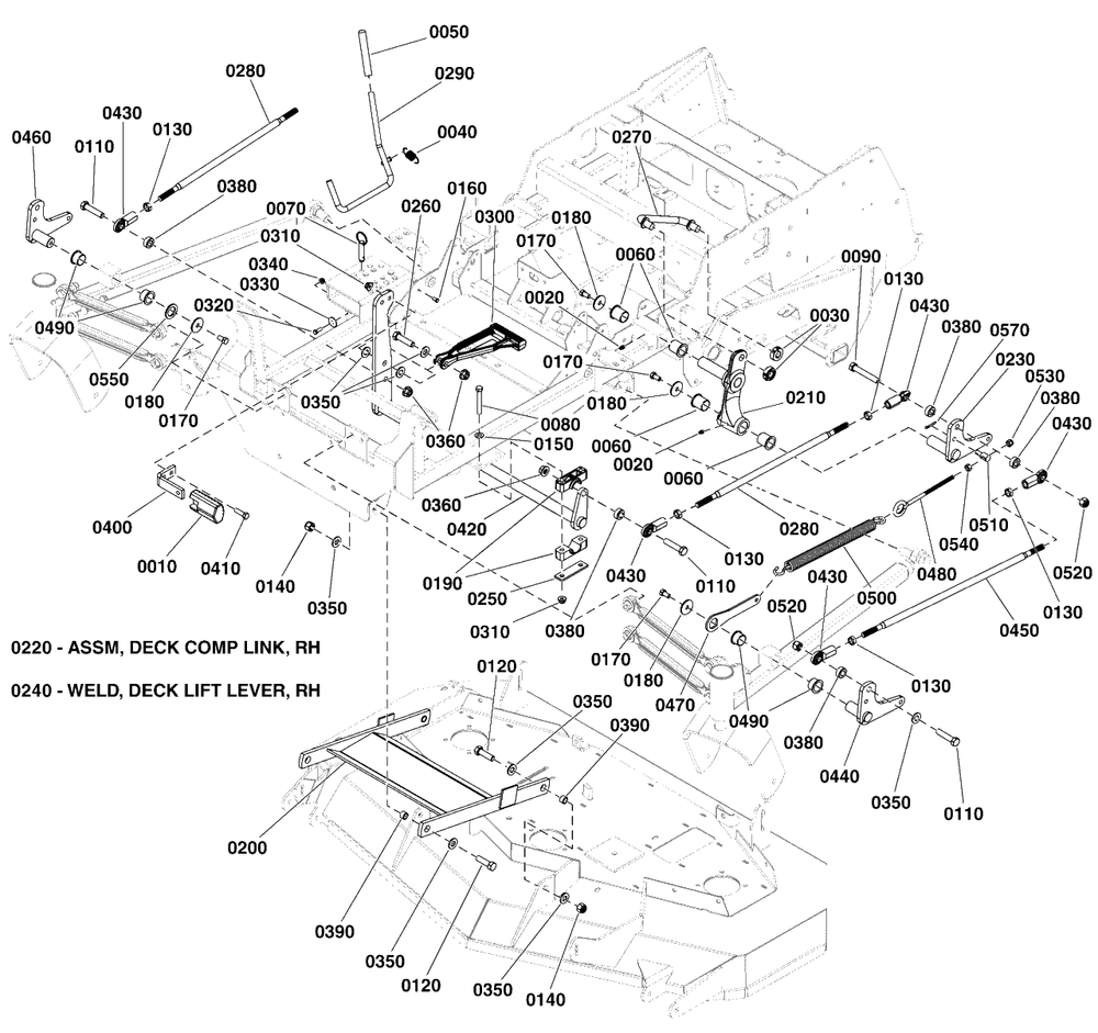 Deck Lift Group Diagram and Parts List for 5901779  Simplicity Lawn Tractor