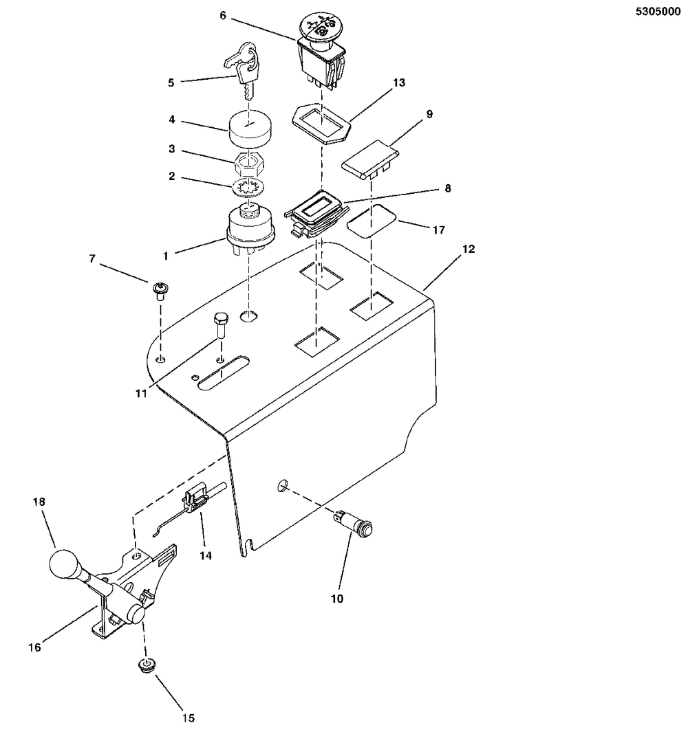 Instrument Control Panel Group Diagram and Parts List for 5901748  Simplicity Lawn Tractor