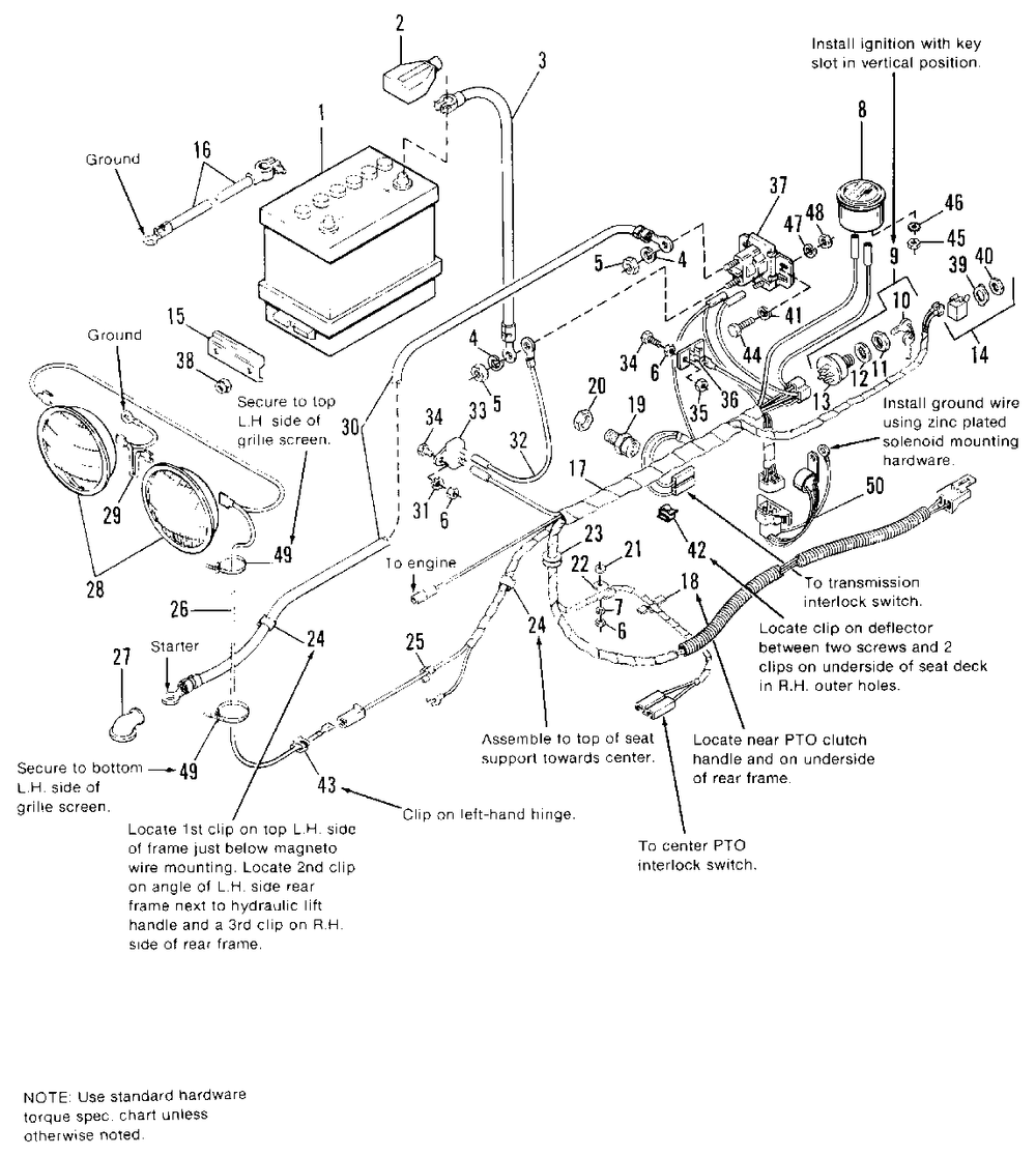 Electrical Group (16hp) Diagram and Parts List for 7116 1691434 Simplicity Lawn Tractor