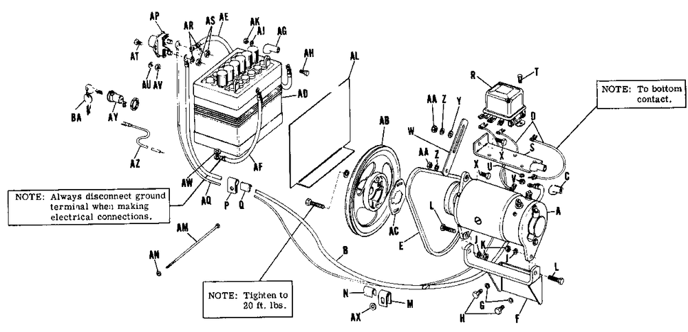 Electric Starter-Generator System Diagram and Parts List for 700 990169 Simplicity Lawn Tractor