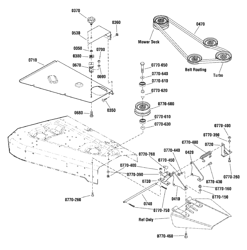 60-Inch Turbo - Mounting Group (1695759m) Diagram and Parts List for 1695759  Simplicity Lawn Tractor Accessories