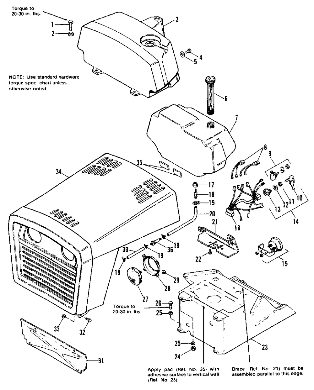 Hood, Grille And Dash Group Diagram and Parts List for 6108 1690451 Simplicity Lawn Tractor
