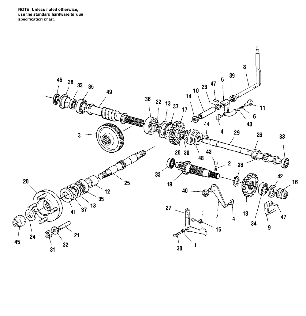 Wheel Transmission Assembly Diagram and Parts List for 821RT 1693207 Simplicity Tiller