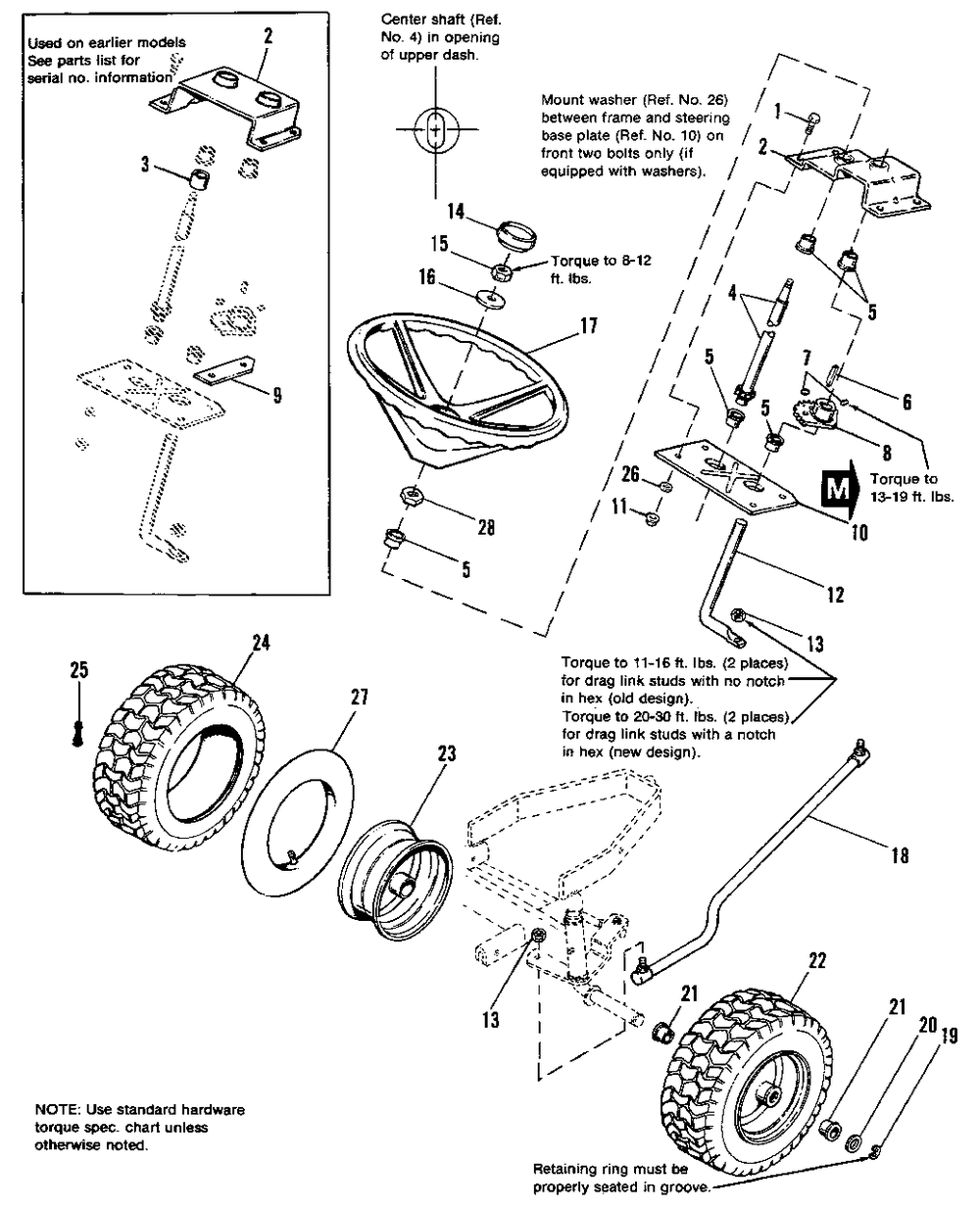 Steering And Front Wheel Group Diagram and Parts List for 4211 1690612 Simplicity Lawn Tractor