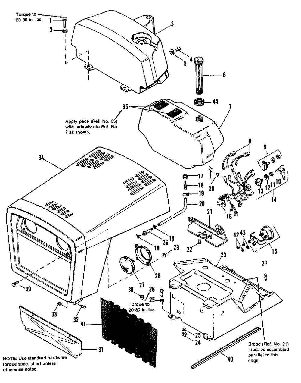 Hood, Grille And Dash Group Diagram and Parts List for 6211 1691034 Simplicity Lawn Tractor