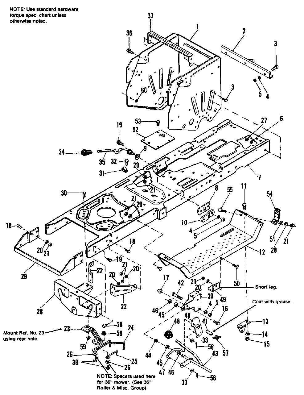 Frame Group Diagram and Parts List for 5211 1691095 Simplicity Lawn Tractor
