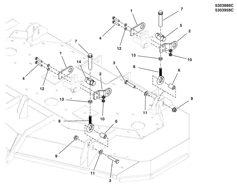 Deck Lift Group - Deck Hangers Diagram and Parts List for 5901799  Simplicity Lawn Tractor