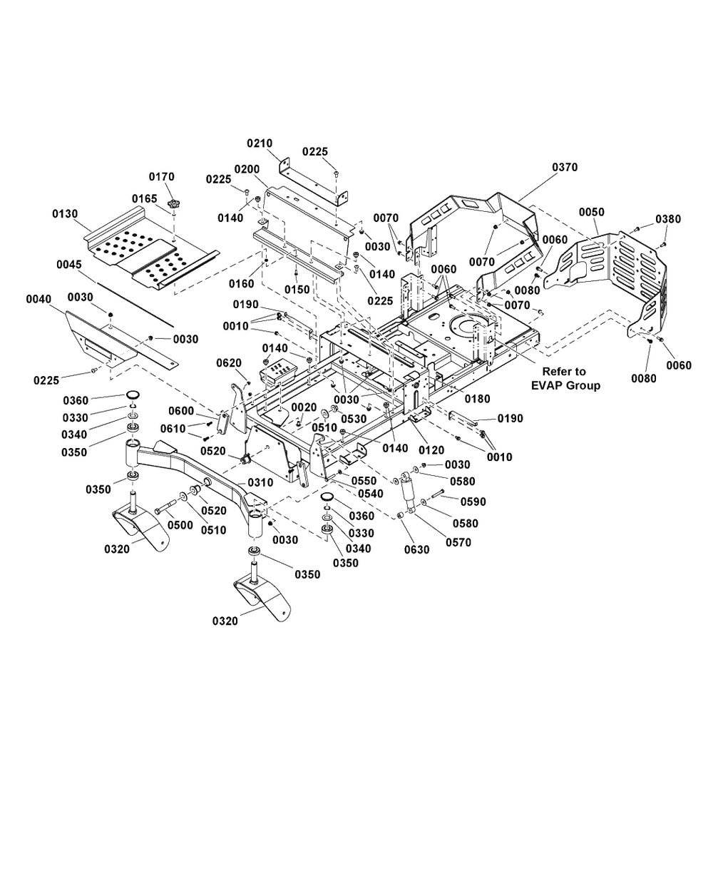 Frame Group Diagram and Parts List for 2691815-01  Simplicity Lawn Tractor
