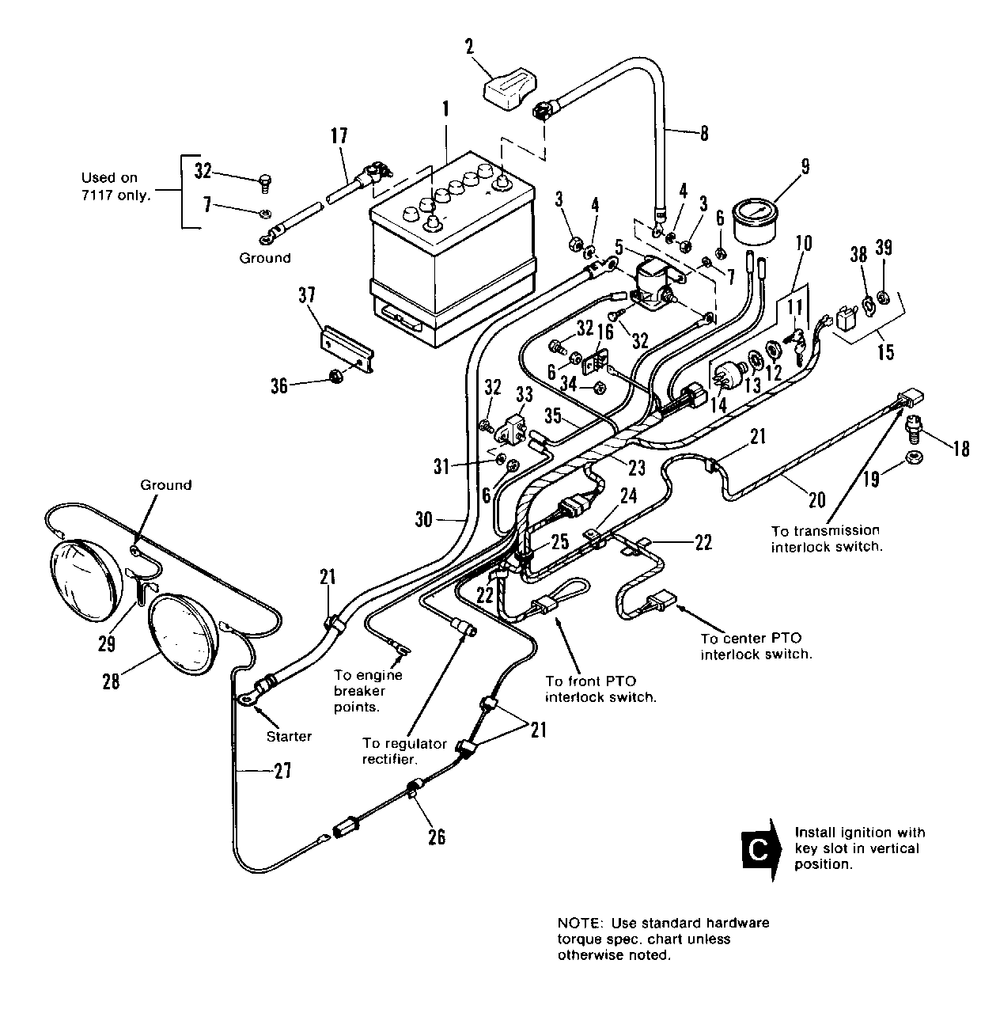 Electrical Group Diagram and Parts List for 7112 1691014 Simplicity Lawn Tractor