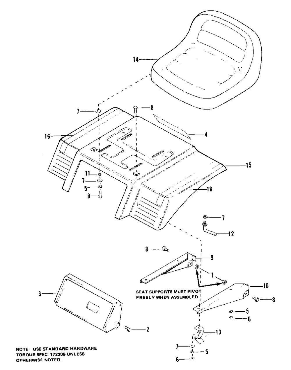 Seat And Deck Group (6008 And 6011) Diagram and Parts List for 6008 1690315 Simplicity Lawn Tractor