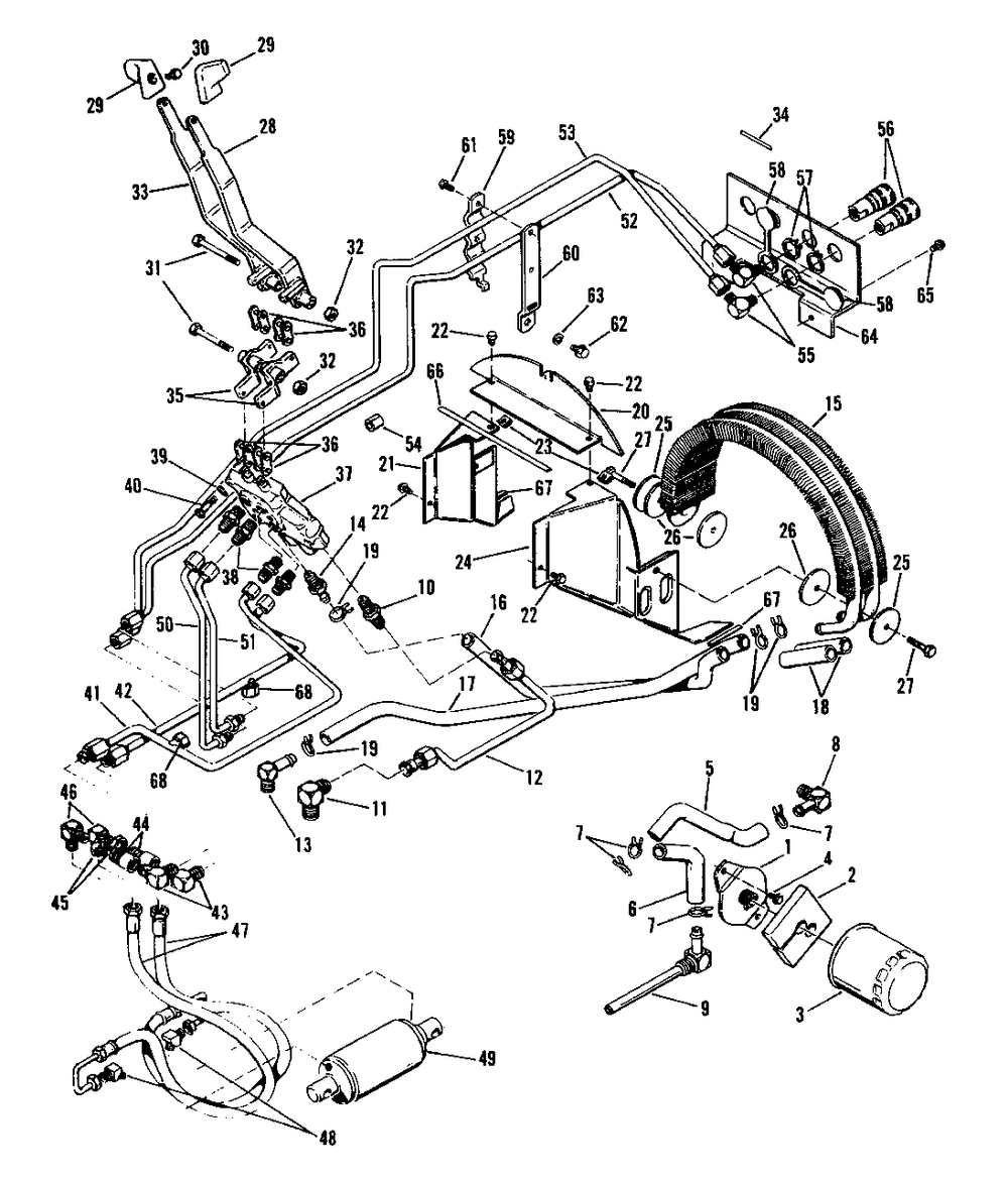 Hydraulic System Diagram and Parts List for 4041 990954 Simplicity Lawn Tractor